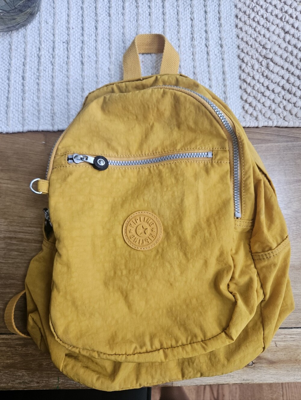 ​​​Kipling Mustard Yellow Nylon Small Backpack Travel Daypack Casual School Bag